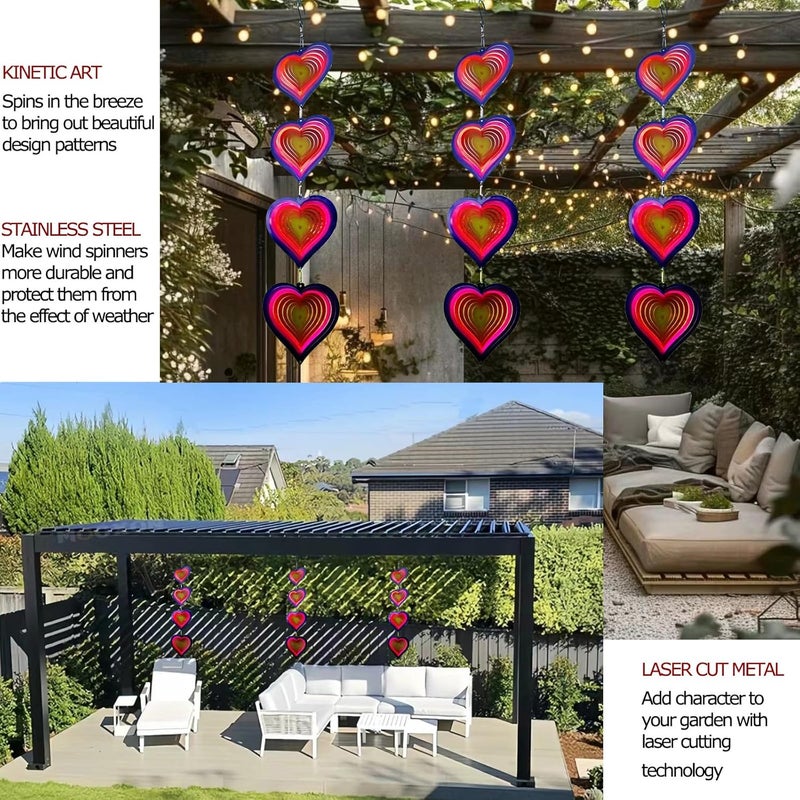 DJUAN Heart Wind Spinners Outdoor Garden Decor - Birthday Gifts for Mom Grandma Women,Metal Hanging Ornaments for Yard Lawn Window Ceiling Home Christmas Day Party Wedding Decoration - Image 5
